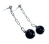 Native American Onyx Sterling Silver Bead Post Dangle Earrings AX124739